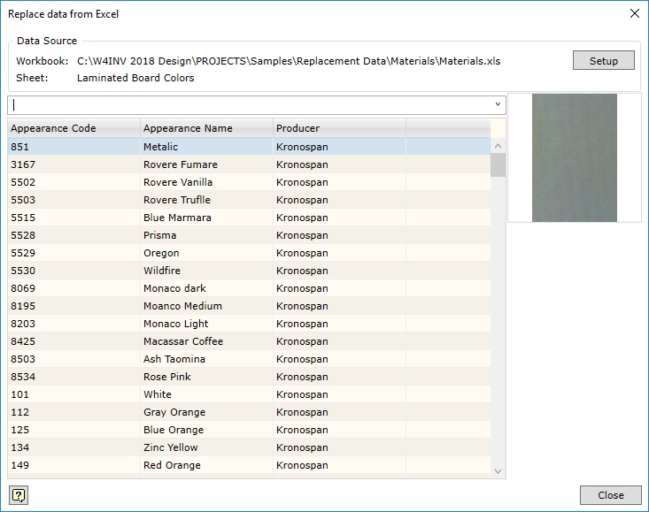  Displaying data from linked MS Excel file in the replacement window