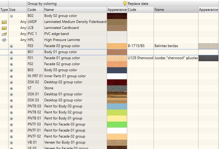  All materials included in Woodwork for Inventor database